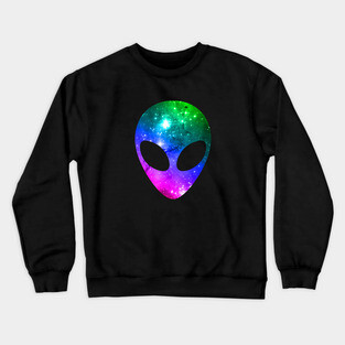 Cosmos Colorful Space Alien Head Crewneck Sweatshirt