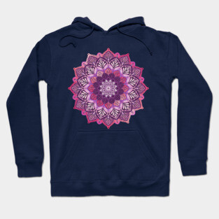 Boho Mandala in Deep Purple and Pink Hoodie