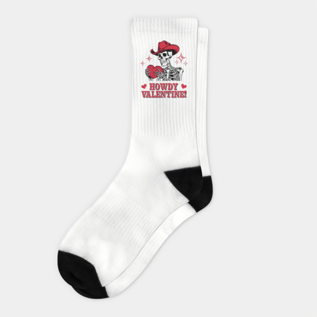 Howdy Valentine Cowboy Skeleton Western Romance Socks by Anticorporati