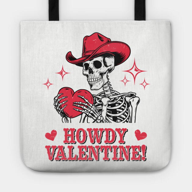Howdy Valentine Cowboy Skeleton Western Romance Tote by Anticorporati
