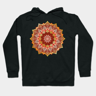 Boho Mandala in Dark Red and Gold Hoodie