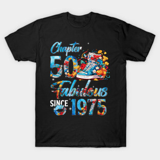 Chapter 50 Fabulous EST 1975 50th Floral Birthday Queen T-Shirt