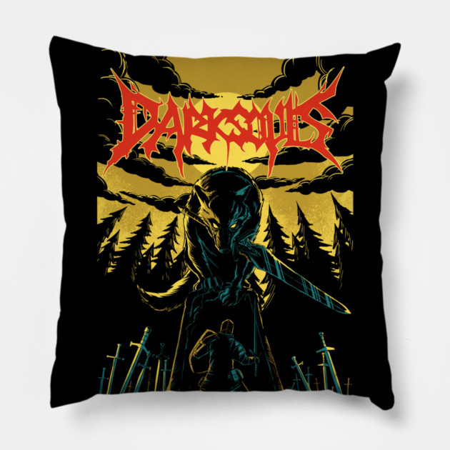Unofficial Dark Souls Metal Band Tee Pillow by peanutgolem