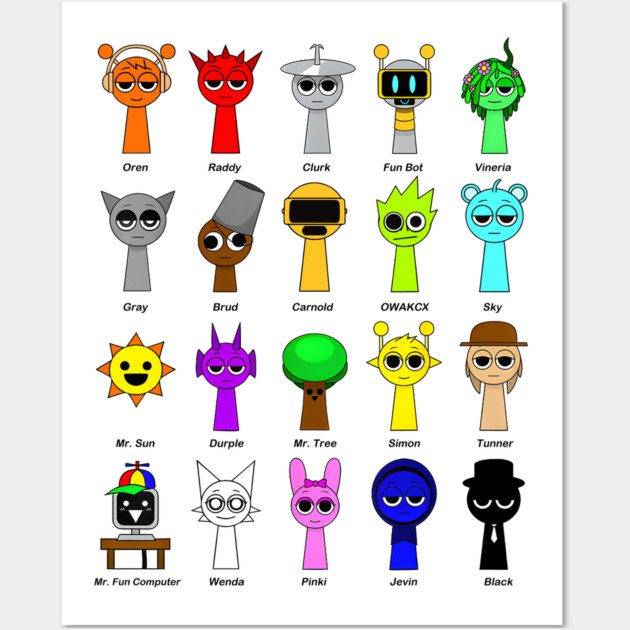 Colorful Characters All My Sprunki Toys Girls Women Print