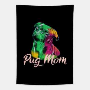Black Pug Mom Graffiti Style Tapestry