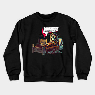 Grin Reaper In Bed With Radio Crewneck Sweatshirt
