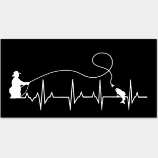 Fly Fishing Heartbeat Fish EKG Trout Fishing by TeeCreations Posters and Art