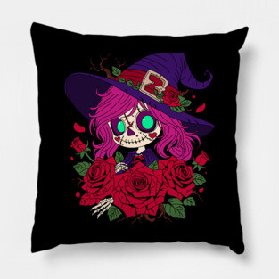 Cute Valentine Witch Zombie Pillow