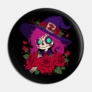Cute Valentine Witch Zombie Pin