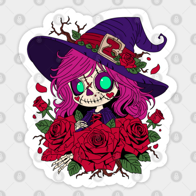 Cute Valentine Witch Zombie Sticker by H. R. Sinclair