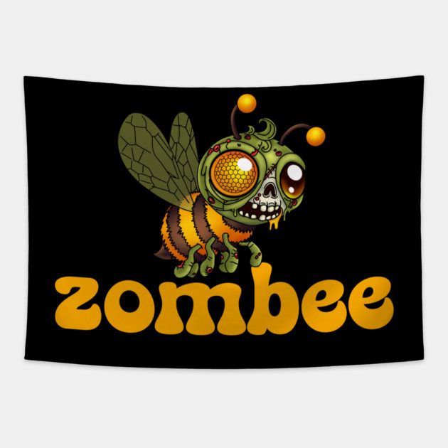 Cute Zombie Bee Tapestry by H. R. Sinclair