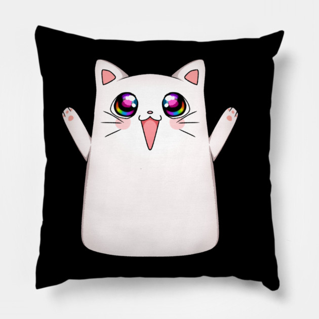 Kawaii Happy Cat, love Cats Pillow by logiamerch