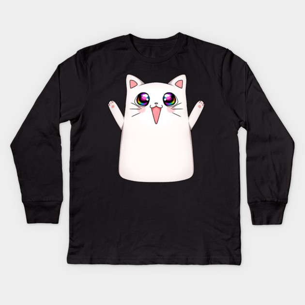 Kawaii Happy Cat, love Cats Kids Long Sleeve T-Shirt by logiamerch