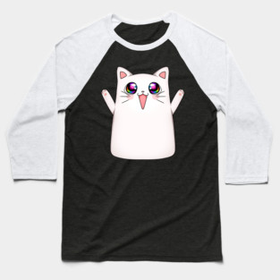 Kawaii Happy Cat, love Cats Baseball T-Shirt