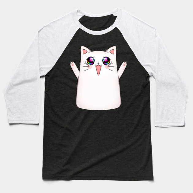 Kawaii Happy Cat, love Cats Baseball T-Shirt by logiamerch