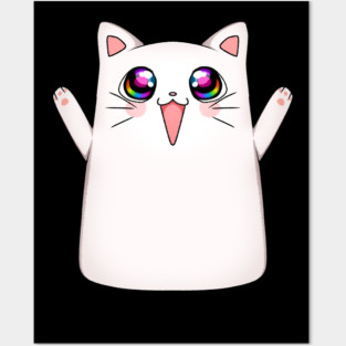 Kawaii Happy Cat, love Cats Posters and Art