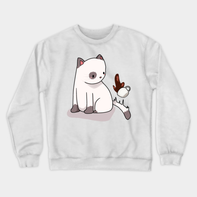 Funny Cat Spilling Drink, Love Cats Crewneck Sweatshirt by logiamerch