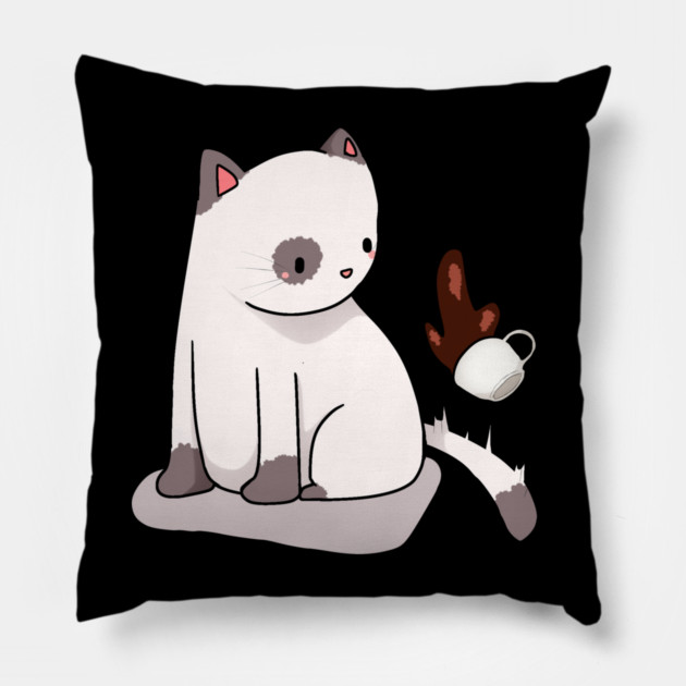 Funny Cat Spilling Drink, Love Cats Pillow by logiamerch