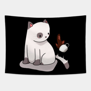 Funny Cat Spilling Drink, Love Cats Tapestry