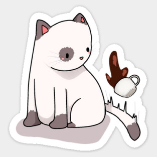 Funny Cat Spilling Drink, Love Cats Sticker