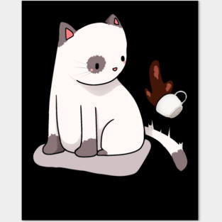 Funny Cat Spilling Drink, Love Cats Posters and Art