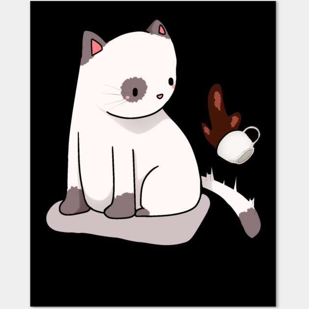 Funny Cat Spilling Drink, Love Cats Wall Art by logiamerch