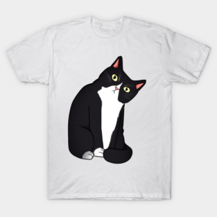 Funny Black and White Cat Starring T-Shirt