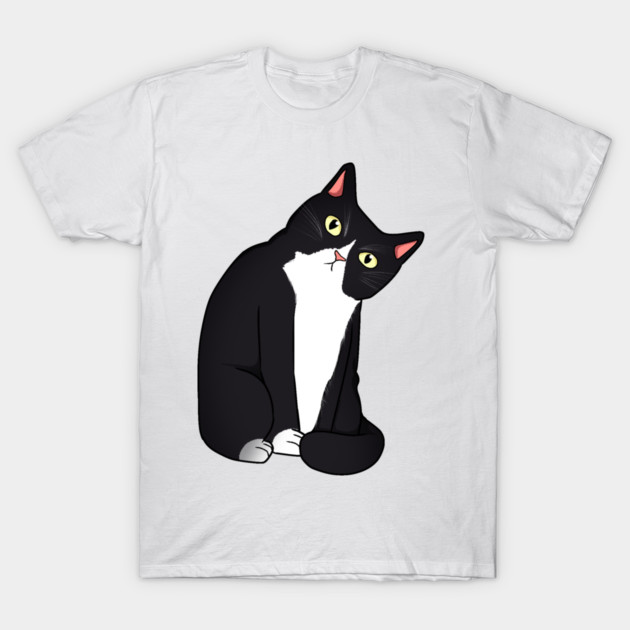 Funny Black and White Cat Starring T-Shirt by logiamerch