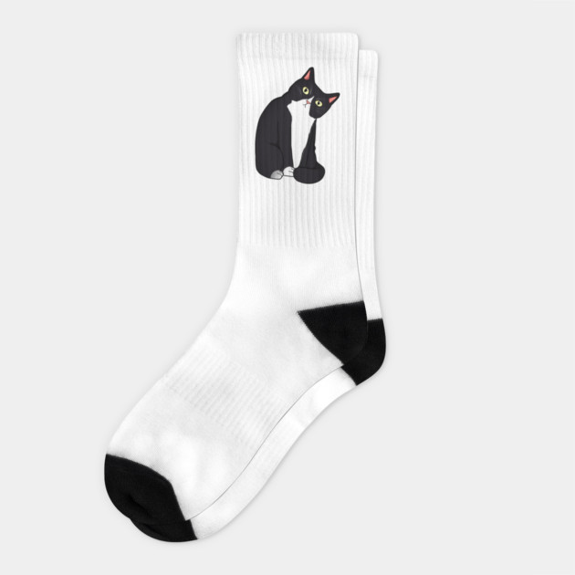 Funny Black and White Cat Starring Socks by logiamerch
