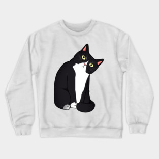 Funny Black and White Cat Starring Crewneck Sweatshirt