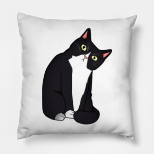 Funny Black and White Cat Starring Pillow