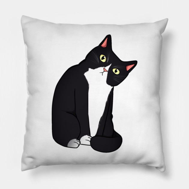 Funny Black and White Cat Starring Pillow by logiamerch