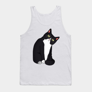 Funny Black and White Cat Starring Tank Top