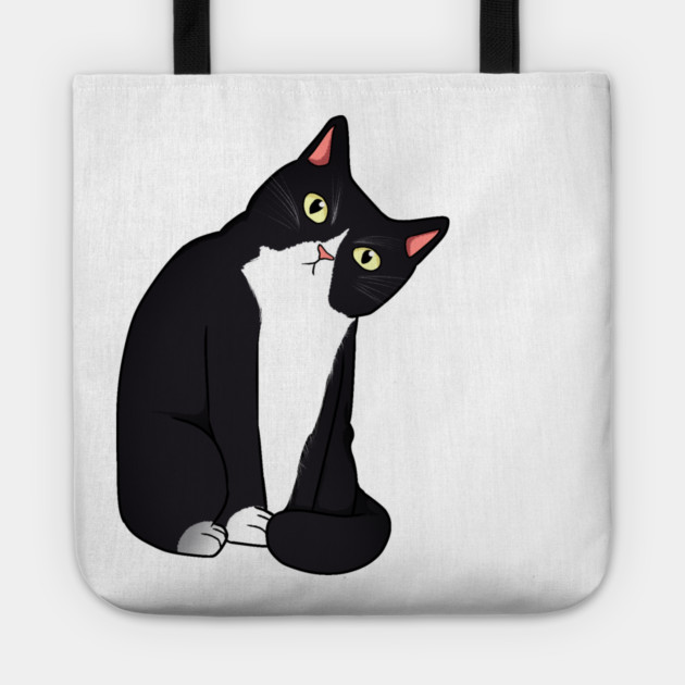 Funny Black and White Cat Starring Tote by logiamerch
