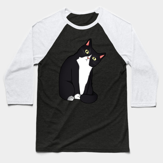 Funny Black and White Cat Starring Baseball T-Shirt by logiamerch