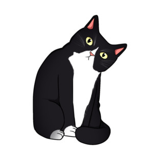 Funny Black and White Cat Starring T-Shirt