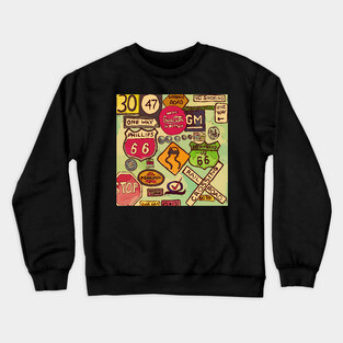 Road signs on Route 66 Crewneck Sweatshirt