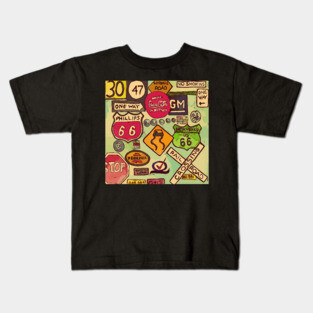 Road signs on Route 66 Kids T-Shirt