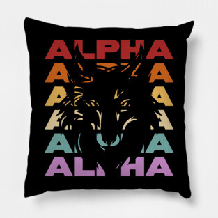 Retro Alpha Wolf Silhouette Design Pillow