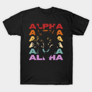 Retro Alpha Wolf Silhouette Design T-Shirt