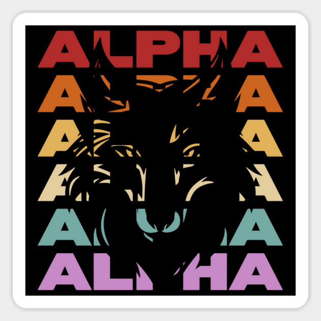 Retro Alpha Wolf Silhouette Design Magnet by TuncGK