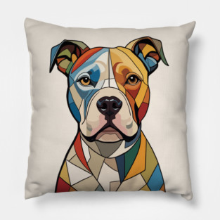 Colorful Cubist Pitbull Pillow