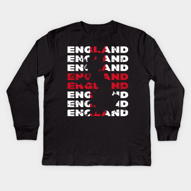 Grunge England Typography Design with Distressed Style Kids Long Sleeve T-Shirt by TuncGK