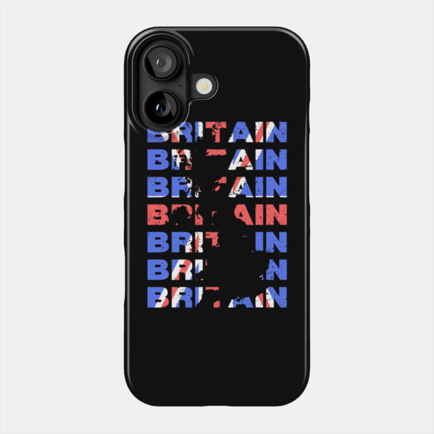 Distressed Britain Typography Design with Union Jack Colors Phone Case by TuncGK