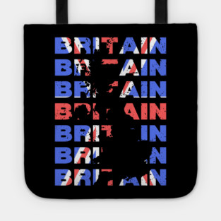 Distressed Britain Typography Design with Union Jack Colors Tote