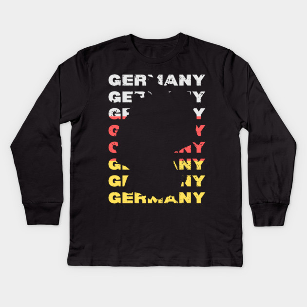 Rustic Germany Typography Design with Distressed Map Style Kids Long Sleeve T-Shirt by TuncGK