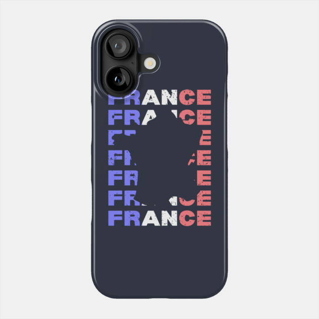 Distressed France Typography Design with Map Silhouette Phone Case by TuncGK