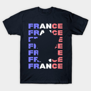 Distressed France Typography Design with Map Silhouette T-Shirt