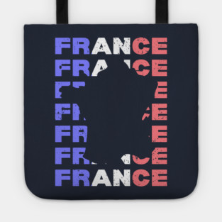 Distressed France Typography Design with Map Silhouette Tote