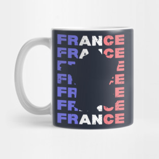 Distressed France Typography Design with Map Silhouette Mug